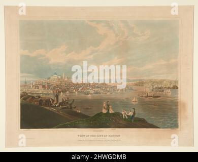 Blick auf die Stadt Boston von Dorchester Heights. Künstler: Robert Havell, Jr., Amerikaner, geb. England, 1793–1878 Stockfoto