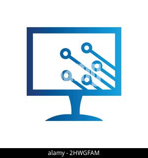 Computerreparaturlogo. Logo-Vektor Für Computerdienste. Laptop-Technologie, Tech-Symbol. Stock Vektor