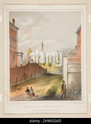 Old Boston: Beacon Hill von Mt. Vernon St (reet); Platte 1 eines Satzes von 5 Stück. Künstler: J. H. Bufford and Son’s, Lith., Boston, aktiv Mitte 19..JahrhundertNach: John Rubens Smith, Amerikaner, geboren England, 1775–1849 Stockfoto