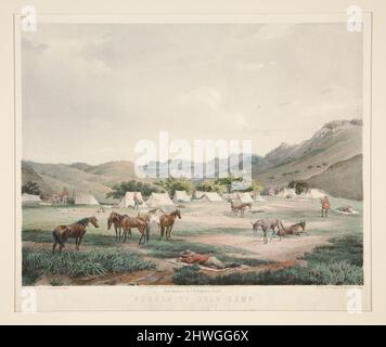 Das Camp am 4. Juli. Künstler: C. Gildemeister, AmerikanerNach: John Woodhouse Audubon, Amerikaner, 1812–1862 Stockfoto