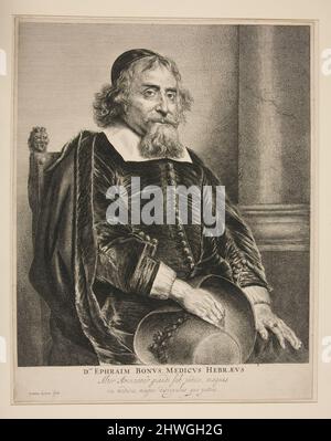 D.oder Ephraim Bonus Medicus Hebraeus. Künstler: Jan Lievens, Niederländisch, 1607–1674Etcher: Unbekannt nach: Rembrandt (Rembrandt van Rijn), Niederländisch, 1606–1669 Stockfoto