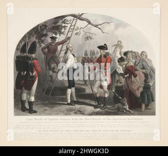 Letzte Worte von Kapitän Nathan Hale…. Graveur: Alexander Hay Ritchie, Amerikaner, geboren Schottland, 1822–1895After: Felix O. C. Darley, Amerikaner, 1822–1888 Stockfoto