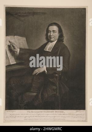 Der Reverend Herr Samson Occom, der erste indische Minister, der jemals war.. Graveur: Unbekannt Nach: Mason Chamberlin, Britisch, 1727–1787 Stockfoto