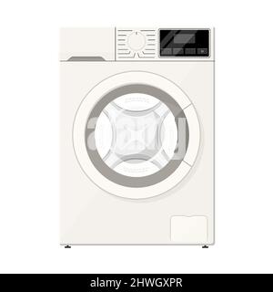 Mockup der Waschmaschine. Flaches Design. Moderner Waschsalon, 3D-wäsche-Service, Waschmaschine für die Hausarbeit. Vector Bad-Ausrüstung für Tuch Washin Stock Vektor