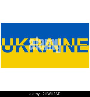 Flagge Ukraine mit Text Ukraine STOP war gelb blau Flagge End war Stock Vektor