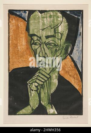 Porträt eines Mannes (Männerbildnis). Künstler: Erich Heckel, Deutsch, 1883–1970 Stockfoto