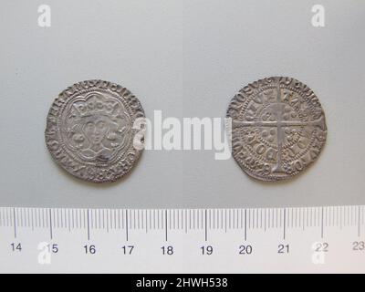 1 Groat von Heinrich VI., König von England aus London. Herrscher: Heinrich VI., König von England, Brite, 1421–1471, regierte 1422–61, 1470–71 Münzstätte: London Künstler: Unbekannt Stockfoto