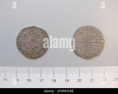 1 Groat von Heinrich VI., König von England aus Calais. Herrscher: Heinrich VI., König von England, Brite, 1421–1471, regierte 1422–61, 1470–71 Münzstätte: Calais Künstler: Unbekannt Stockfoto