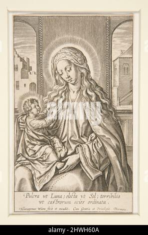 Jungfrau und Kind. Künstler: Hieronymus Wierix, Flämisch, 1553–1619 Stockfoto