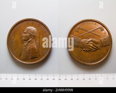 Indische Friedensmedaille von Thomas Jefferson. Betrifft: Thomas Jefferson, Amerikaner, 1743–1826, LL.D. 1786 Stockfoto
