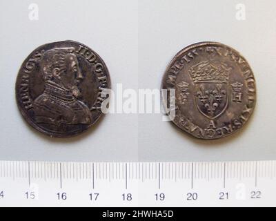 1 Teston (10 Sols) von Heinrich II., König von Navarra aus Paris. Herrscher: Heinrich II., König von Navarra, Französisch, 1503–1555 Münzstätte: Paris Stockfoto