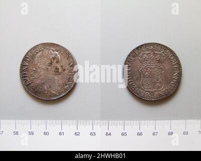 1/2 Écu von Louis XV., König von Frankreich aus Toulouse. Herrscher: Ludwig XV., König von Frankreich, Französisch, 1710–1774, regiert 1715–74 Münzstätte: Toulouse Künstler: Unbekannt Stockfoto