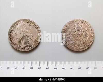 1 Écu von Ludwig XV., König von Frankreich aus Bayonne. Herrscher: Ludwig XV., König von Frankreich, Französisch, 1710–1774, regiert 1715–74 Münzstätte: Bayonne Künstler: Unbekannt Stockfoto