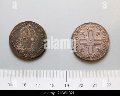 1/3 Écu von Ludwig XV., König von Frankreich aus Paris. Herrscher: Ludwig XV., König von Frankreich, Französisch, 1710–1774, regiert 1715–74 Münzstätte: Paris Künstler: Unbekannt Stockfoto