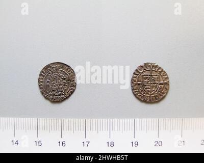 1 Penny von Heinrich VIII., König von England aus York. Herrscher: Heinrich VIII., König von England, Brite, 1491–1547, regiert 1509–47 Münzstätte: York Künstler: Unbekannt Stockfoto