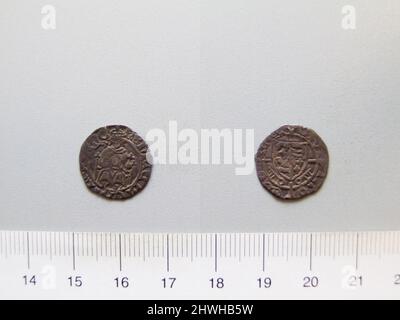 1 Penny von Heinrich VIII., König von England aus York. Herrscher: Heinrich VIII., König von England, Brite, 1491–1547, regiert 1509–47 Münzstätte: York Künstler: Unbekannt Stockfoto