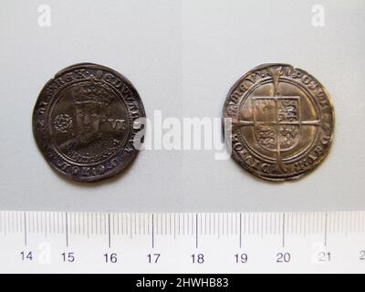 Sechzig Pence von Edward VI, König von England aus London. Herrscher: Edward VI., König von England, Brite, 1537–1553, regiert 1547–53 Münzstätte: London Künstler: Unbekannt Stockfoto