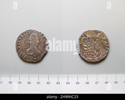 Münze von Heinrich II., König von Navarra aus Navarra. Herrscher: Heinrich II., König von Navarra, Französisch, 1503–1555 Münzstätte: Navarra Künstler: Unbekannt Stockfoto