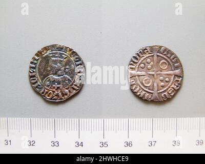 1 Groat von Peter IV., König von Aragon aus Barcelona. Herrscher: Peter IV., König von Aragon, Spanisch, 1319–1387, regiert 1335–87 Münzstätte: Barcelona Künstler: Unbekannt Stockfoto