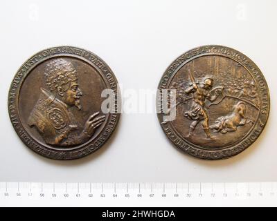 Cast Medaille von Papst Alexander VII. Thema: Papst Alexander VII., Italienisch, 1599–1667 Künstler: Gioacchino Francesco Travani, Italienisch, 1634–1675 Stockfoto