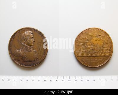 Medaille von Thomas MacDonough, Schlacht bei Plattsburg. Künstler: Commodore Thomas Macdonough, Amerikanisch, 1783–1825 Künstler: Moritz Furst, Ungarisch, 1782–1840 Stockfoto