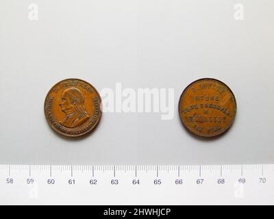 Medaille Benjamin Franklin. Betrifft: Benjamin Franklin, Amerikaner, 1706–1790, M.A. (HON.) 1753 Künstler: Robert Lovett Jr., Amerikaner, 1818–1878 Stockfoto