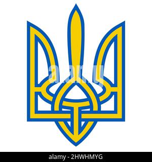 Wappen Ukraine dreizackig gelb blaue Flagge Wappen Symbol Ukraine Stock Vektor