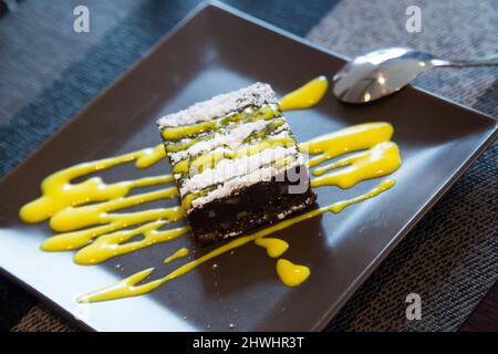 Schokoladendessrt im Café Stockfoto