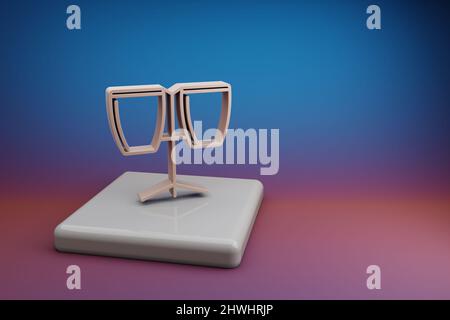 Zwei Wundervolle Bongos. Schöne Symbole für Musiksymbole auf einem Keramikständer und einem hellen Hintergrund. 3D Rendering-Illustration. Hintergrundmuster für Stockfoto