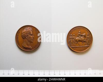 Medaille von Karl X. aus Frankreich zum Gedenken an seinen Besuch in Straßburg. Herrscher: Charles X, König von Frankreich, Französisch, 1757–1836, regiert 1824–30 Künstler: Jacques Edouard Gatteaux, Französisch, 1788-1881 Stockfoto