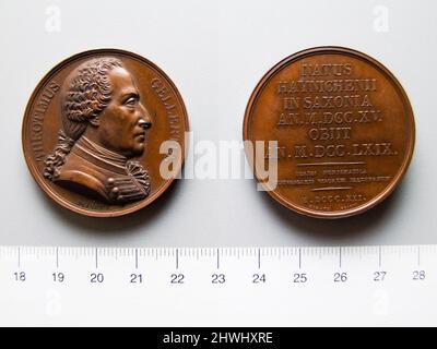 Medaille von Christian Gellert. Thema: Christian Fürchtegott Gellert, Deutsch, 1715–1769 Künstler: Henri François Brandt, Deutsch, 1789–1845 Stockfoto