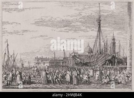 Der Markt auf dem Molo, aus der Serie Vedute (Ansichten). Künstler: Canaletto (Giovanni Antonio Canal), Italienisch, 1697–1768 Stockfoto