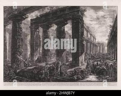 Vue Interieur du Temple de Neptune decrit dans la planche X … (Innenansicht des Neptuntempels, beschrieben in Platte X … ), aus différentes vues de … Pesto (verschiedene Ansichten von … Paestum). Künstler: Giovanni Battista Piranesi, Italienisch, 1720–1778 Stockfoto