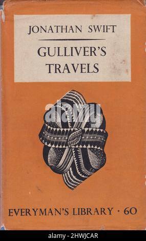 Vintage-Illustration aus dem Buch „Gullivers Reisen“ von Jonathan Swift. Stockfoto