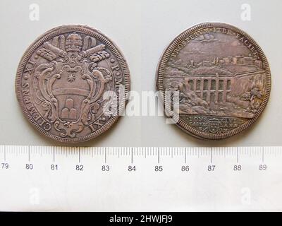 1 Scudo of Unknown; Tommaso Mercandetti; Papst Clemens XI. Aus Rom. Herrscher: Unbekannt Herrscher: Tommaso Mercandetti, italienisch, 1758–1821Ruler: Papst Clement XI, italienisch, 1649–1721 Münzstätte: Rom Künstler: Ermenegildo Hamerani, italienisch, 1683–1756 Stockfoto