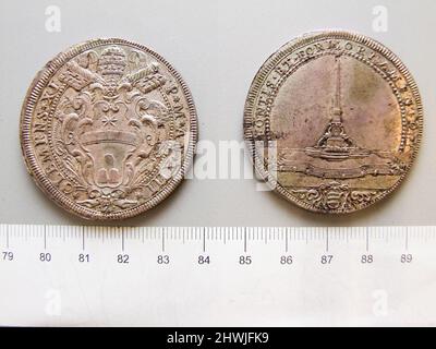 1 Scudo of Unknown; Tommaso Mercandetti; Papst Clemens XI. Aus Rom. Künstler: Unbekannt Herrscher: Tommaso Mercandetti, italienisch, 1758–1821Ruler: Papst Clement XI, italienisch, 1649–1721 Münzstätte: Rom Stockfoto
