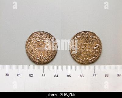 Giulio von Unbekannt; Tommaso Mercandetti; Papst Clemens XI. Aus Rom. Künstler: Unbekannt Herrscher: Tommaso Mercandetti, italienisch, 1758–1821Ruler: Papst Clement XI, italienisch, 1649–1721 Münzstätte: Rom Stockfoto