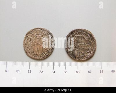 Giulio von Unbekannt; Tommaso Mercandetti; Papst Clemens XI. Aus Rom. Künstler: Unbekannt Herrscher: Tommaso Mercandetti, italienisch, 1758–1821Ruler: Papst Clement XI, italienisch, 1649–1721 Münzstätte: Rom Stockfoto