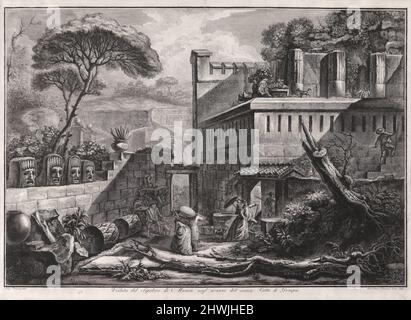 Veduta del Sepolcro di Mamia negl’avanzi dell’antica Città di Pompei (Blick auf das Grab von Mamia unter den Ruinen der antiken Stadt Pompeji). Radierer: Francesco Piranesi, italienisch, 1756–1810After: Louis-Jean Desprez, französisch, 1743–1804 Stockfoto