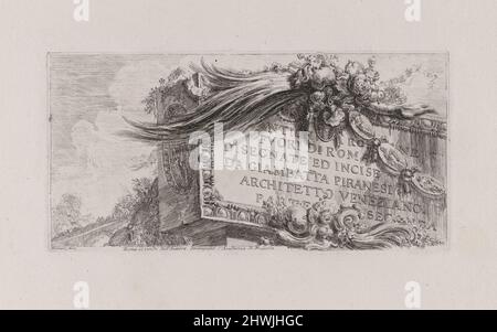 Titelseite, von Antichità Romane Fuori di Roma Disegnate ed Incisa da Giamnat[tis]ta Piranesi, Architetto Veneziano. Parte Seconda (römische Altertümer außerhalb Roms gezeichnet und geätzt von Giambat[tis]ta Piranesi, venezianischer Architekt. Teil zwei), von Alcune Vedute di Archi Trionfali ed altri monumenti inalzati da Romani parte de quali se veggono in Roma e parte per l’Italia (einige Ansichten der Triumphbogen und andere Monumente, die von den Römern errichtet wurden, einige davon in Rom und andere in Italien). Künstler: Giovanni Battista Piranesi, Italienisch, 1720–1778 Stockfoto