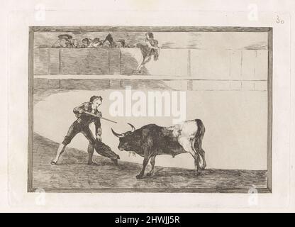 Pedro Romero matando á toro parado (Pedro Romero tötet den angehaltenem Bullen), Platte 30 aus La tauromaquia. Künstler: Francisco Goya, Spanisch, 1746–1828 Stockfoto