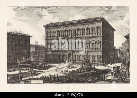 Veduta del Palazzo Farnese (Blick auf den Palazzo Farnese), von Vedute di Roma (Blick auf Rom). Künstler: Giovanni Battista Piranesi, Italienisch, 1720–1778 Stockfoto