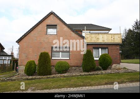 Rotes Klinker-Einfamilienhaus in Schaumburg Stockfoto