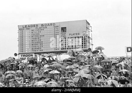 British Open 1973. Troon Golf Club in Troon, Schottland, vom 11.. Bis 14.. Juli 1973. Bild: Anzeigetafel, 14.. Juli 1973. Stockfoto