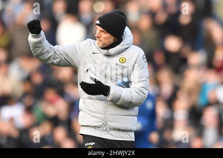 Chelsea-Manager Thomas Tuchel beim Premier League-Spiel zwischen dem FC Burnley und dem FC Chelsea in Turf Moor, Burnley, Großbritannien. Bilddatum: Samstag, 5. März 2022. Bildnachweis sollte lauten: Anthony Devlin Stockfoto