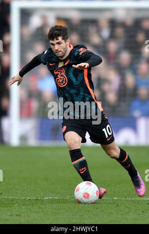 Chelseas Christian Pulisic beim Premier League-Spiel zwischen dem FC Burnley und dem FC Chelsea in Turf Moor, Burnley, Großbritannien. Bilddatum: Samstag, 5. März 2022. Bildnachweis sollte lauten: Anthony Devlin Stockfoto