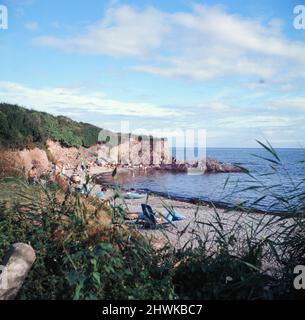 Talland Bay, zwischen Looe und Polperro, Cornwall. 1973. Stockfoto