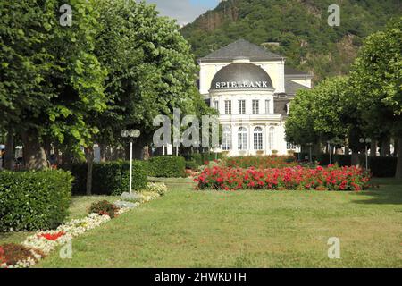 Kurpark mit Blick auf Casino, in Bad Ems, Rheinland-Pfalz, Deutschland Stockfoto