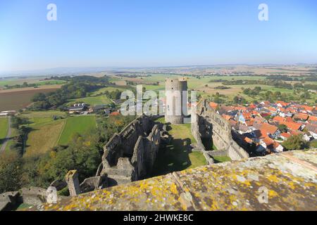 Blick vom Schloss Munzenberg in Wetterau, Hessen, Deutschland Stockfoto