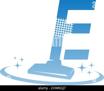 Abbildung des Reinigungsdienstes mit dem Logo mit dem Buchstaben E, Symbolvorlage Stock Vektor